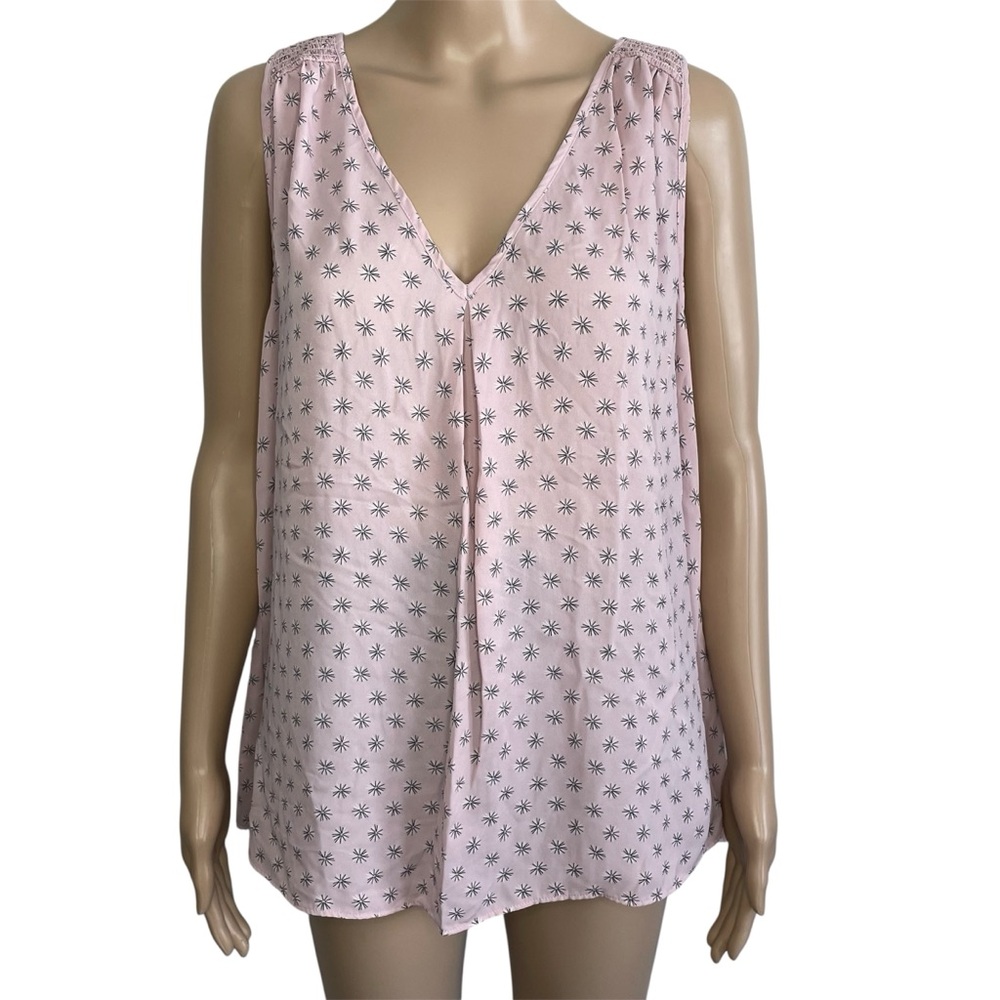 LOFT Pink Printed V-Neck Tank Top